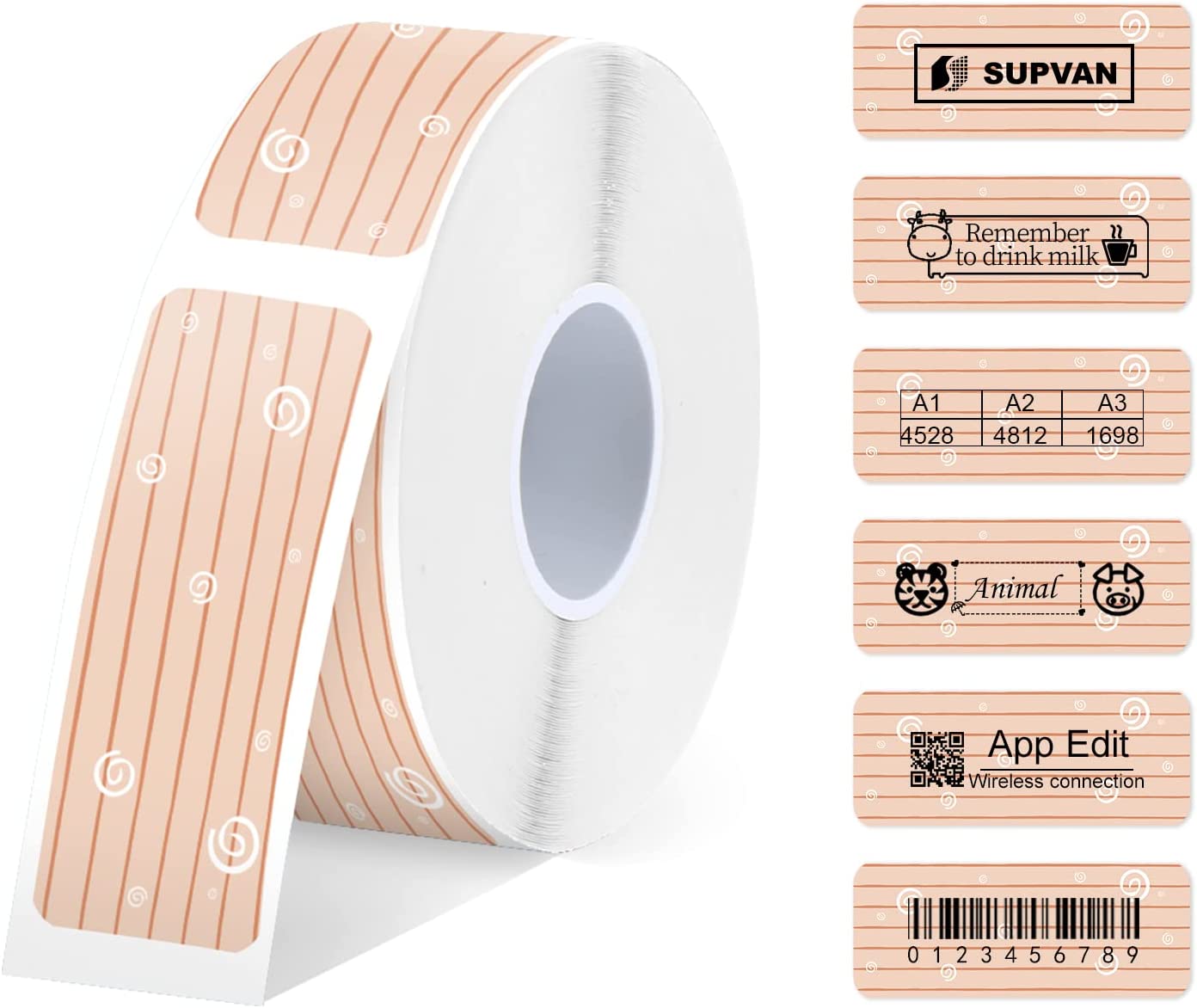 SUPVAN E10 Fixed Sized Type Label Tape for E10 Label Maker